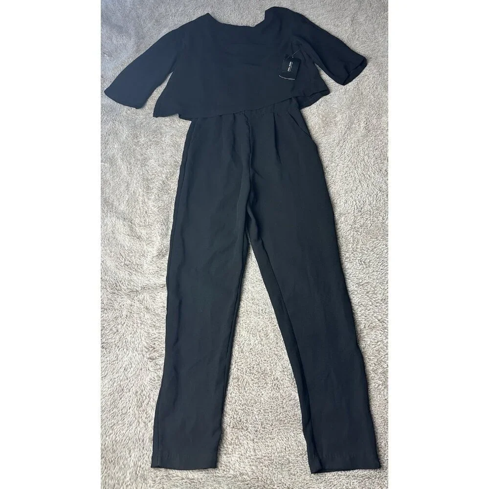Zara Women’s Long Layered Jumpsuit Black Size XS New - Picture 5 of 16